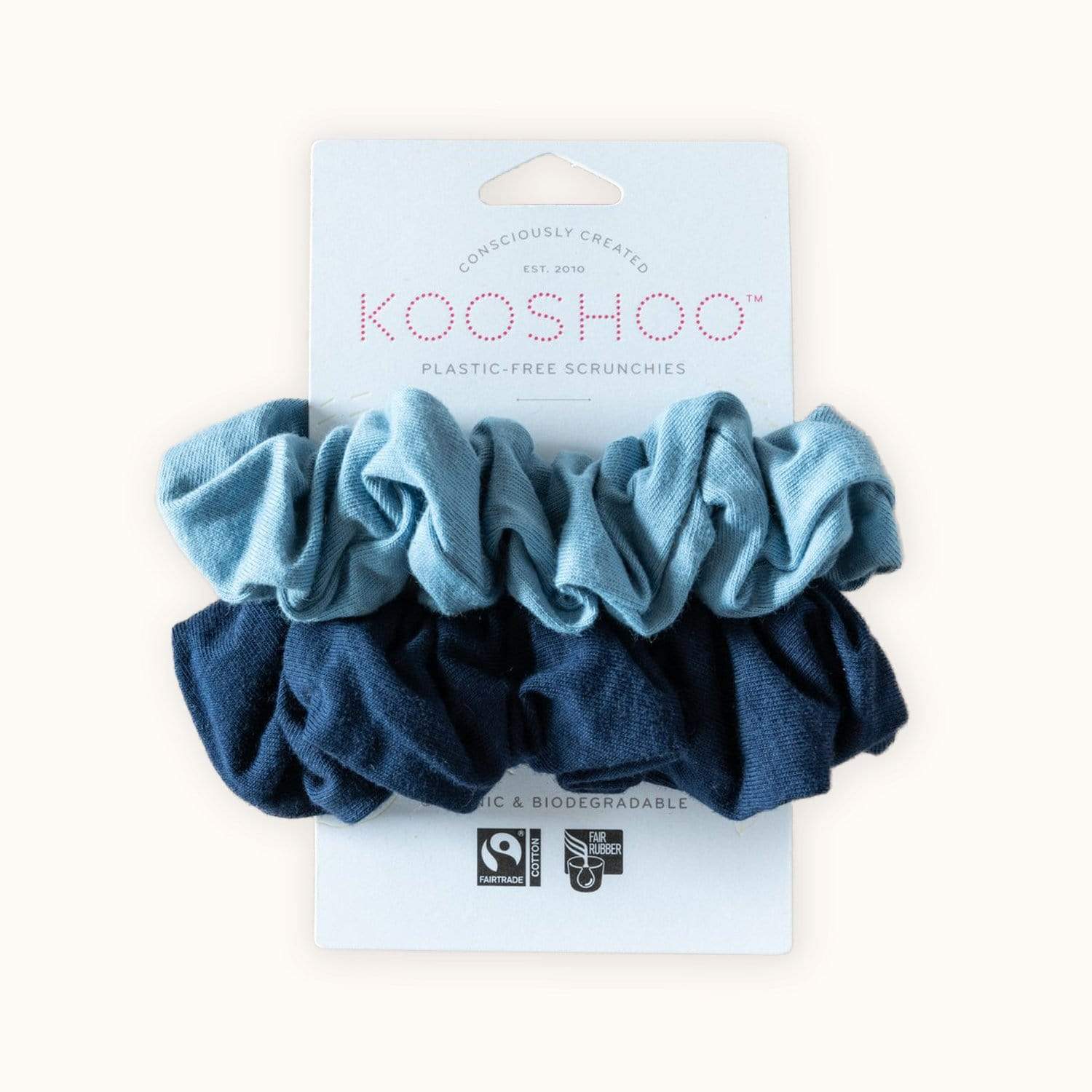 Plastic Free Organic Scrunchies - Zero Waste Scrunchies, 100% Fair Trade, Organic Cotton, 2 Pack