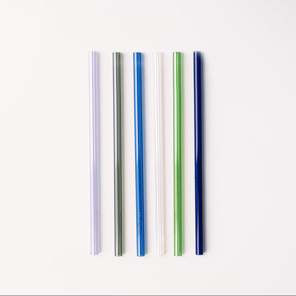 Wide 10" Glass Straw Set - Seaglass