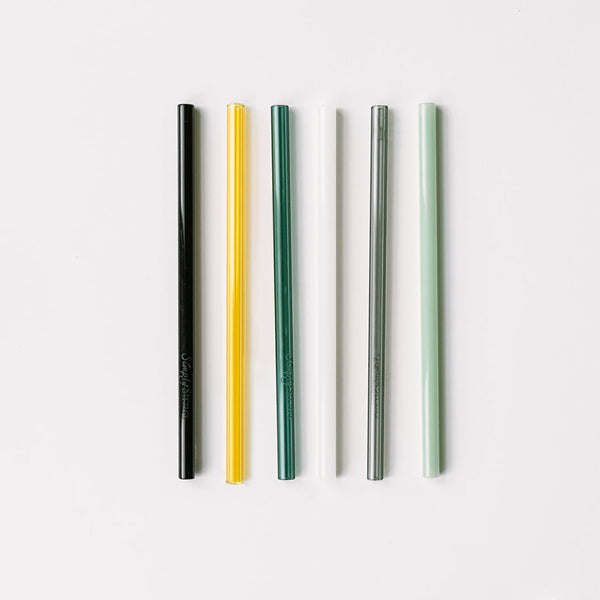 Skinny 6" Glass Cocktail Straw Set - Fjord Mist