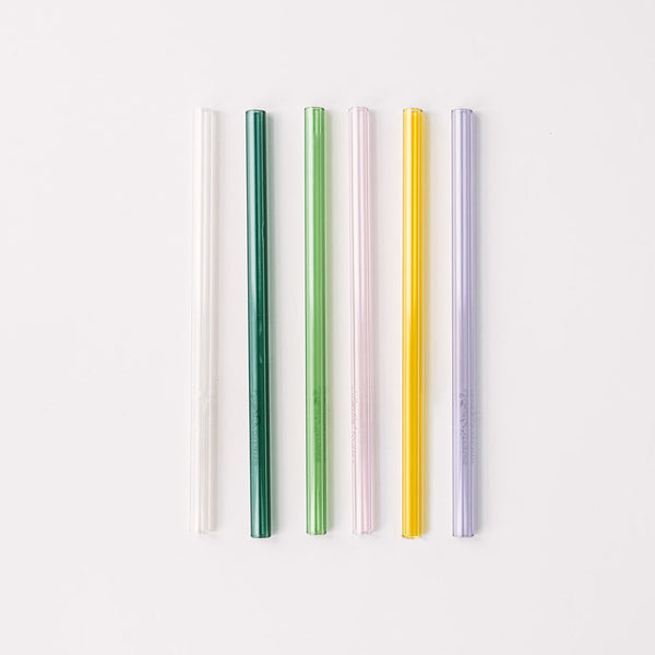 Skinny 6" Glass Cocktail Straw Set - Meadow