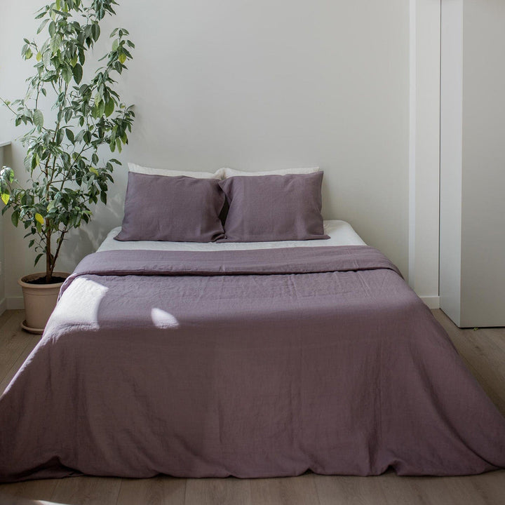 AmourLinen Queen + Queen / Dusty Lavender Linen Bedding Set