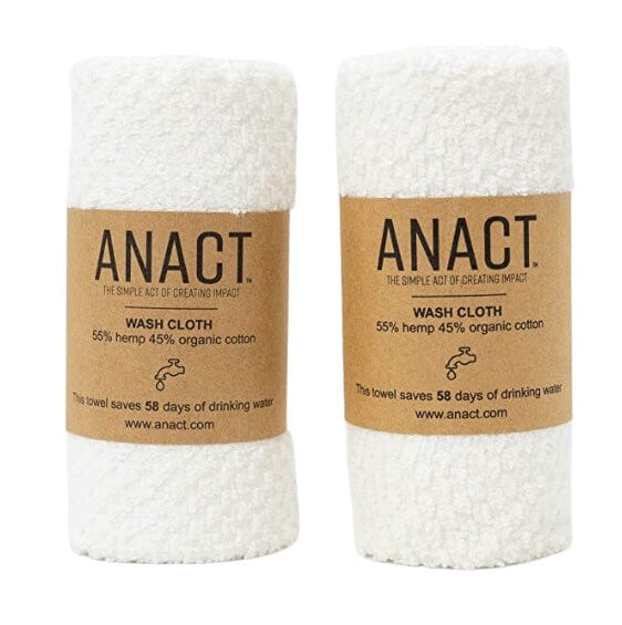 Sustainable Hemp & Organic Cotton Facial Washcloths, 2-Pack