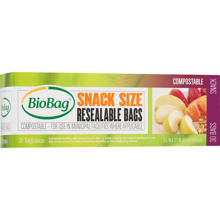 BioBag Compostable & Resealable Snack Bags - 30pk