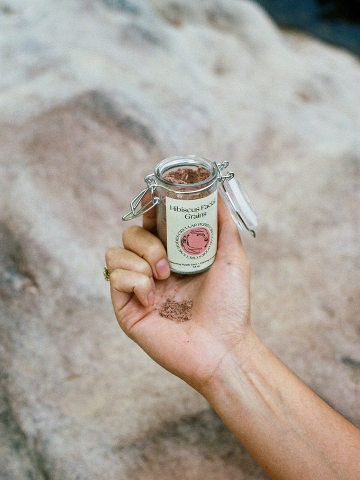 Circular Bodies Hibiscus Facial Grains - Plastic Free Face Scrub, Mask, & Cleanser, All Skin Types