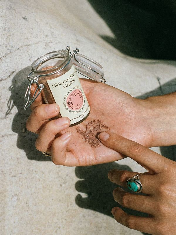 Circular Bodies Hibiscus Facial Grains - Plastic Free Face Scrub, Mask, & Cleanser, All Skin Types