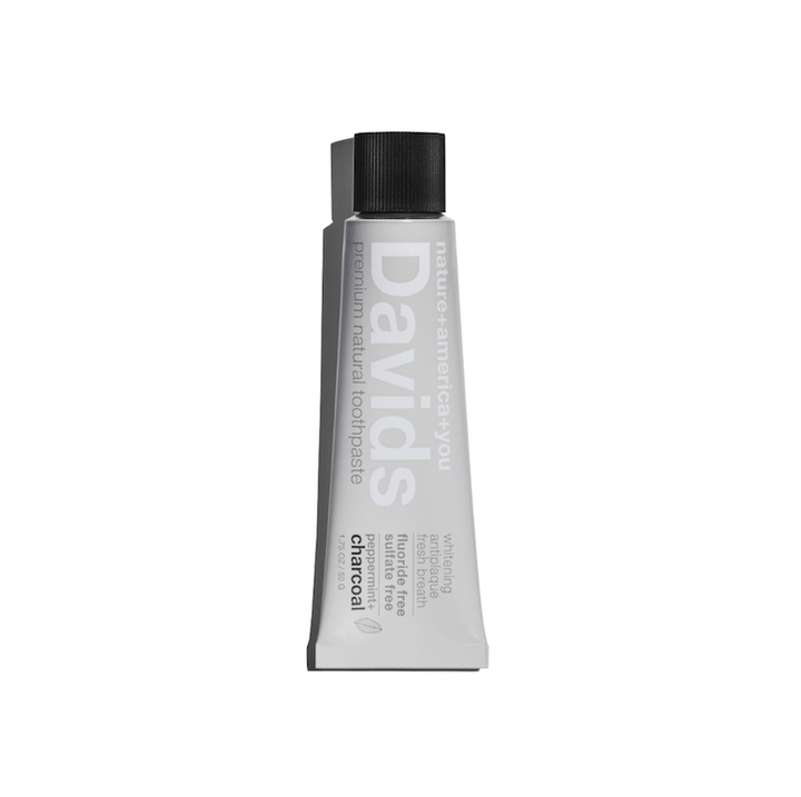 Davids Toothpaste Travel-Sized Peppermint + Charcoal 1.75oz All Natural Toothpaste - Sustainable Toothpaste - Fluoride Free, Vegan