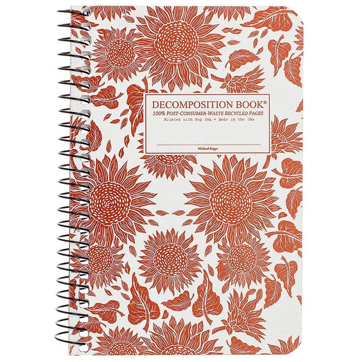 Decomposition Sunflowers Pocket Sized Ruled Spiral Decomposition Notebook