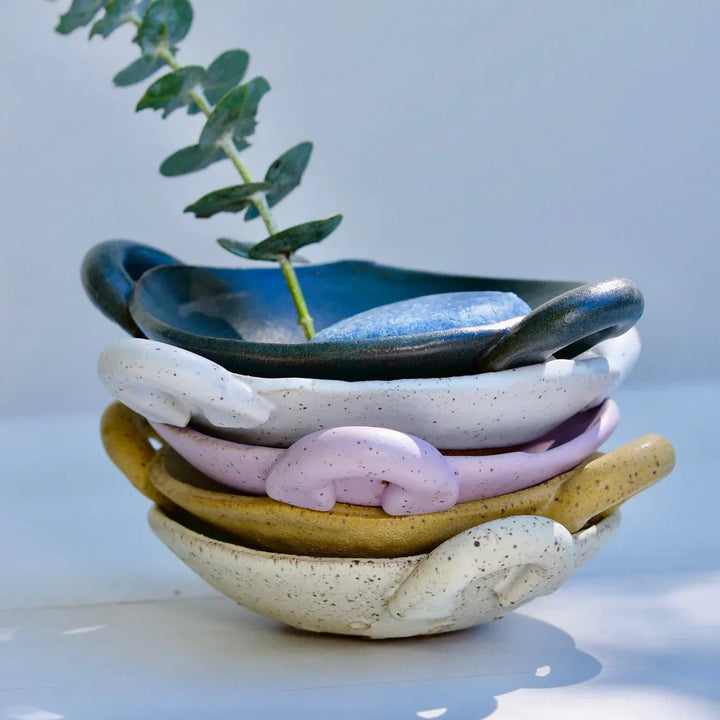 Earth and Element Soap & Brush Dish - Stoneware Soap Dish,  Multiple Colors, Handmade in USA