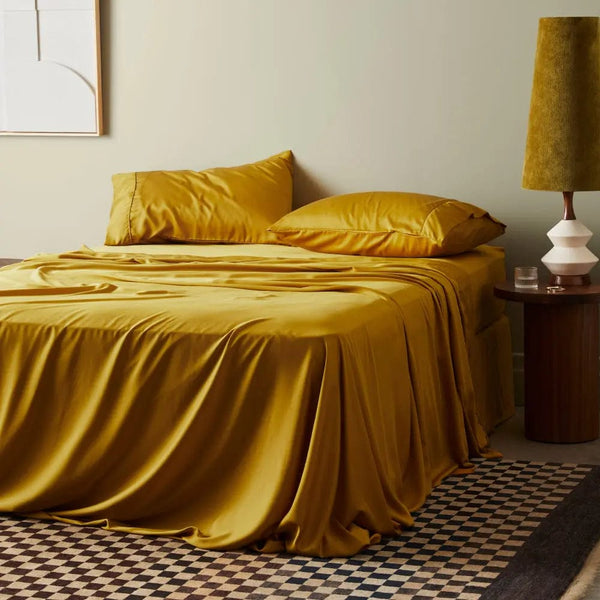 ettitude Cal King / Saffron Signature Sateen Sheet Set - 12 Color Options