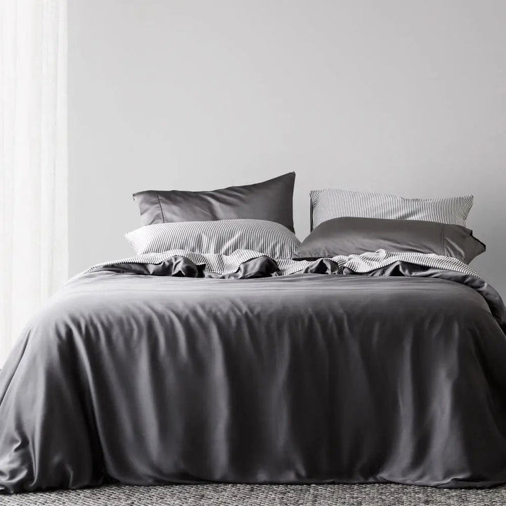 ettitude King/Cal King / Slate Signature Sateen Duvet Cover- 13 Color Options