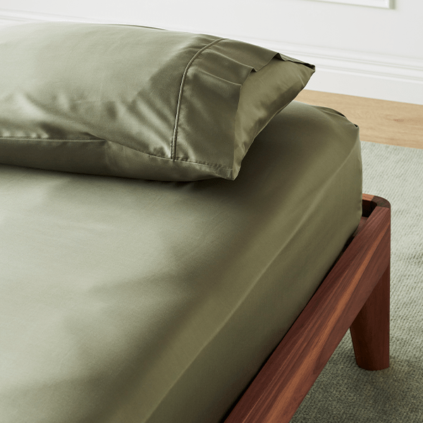 ettitude Moss / Twin Signature Sateen Fitted Sheet