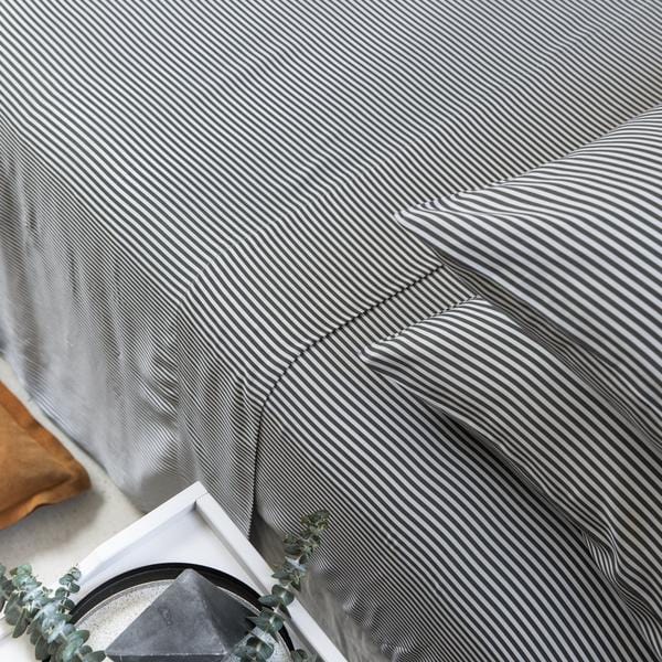 ettitude Slate Stripes / Full Signature Sateen Fitted Sheet