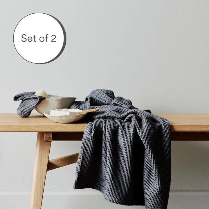 ettitude Slate / Wash Cloth Waffle Towel 2-Pack - 6 Color Options