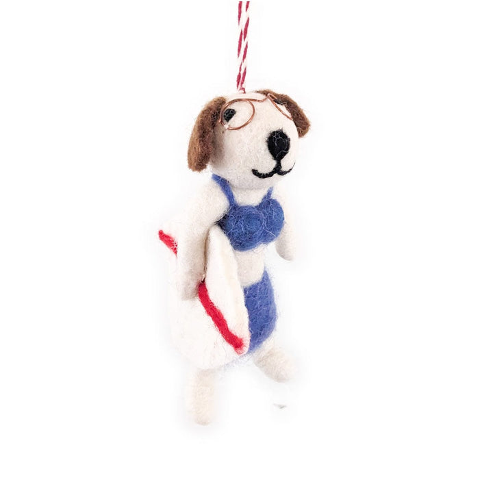 Friendsheep Johnny and Tyler Surf Dog Eco Ornaments - Set of 2