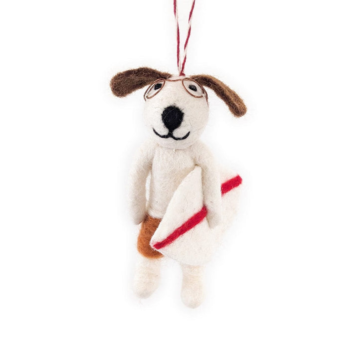 Friendsheep Johnny and Tyler Surf Dog Eco Ornaments - Set of 2