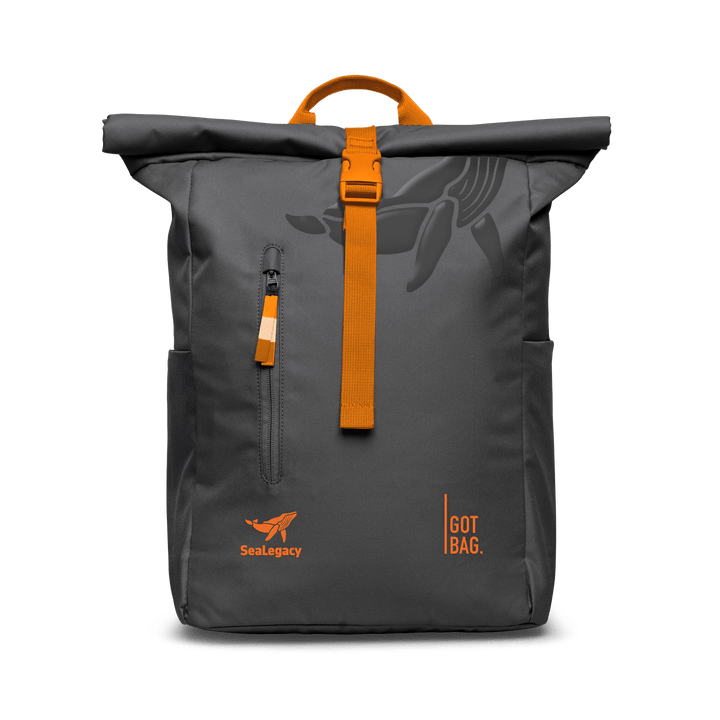 GOT BAG shark sealegacy Rolltop Backpack Made of Ocean Plastic - Sustainable Travel Case, 100% Recycled Plastic, Water Resistant