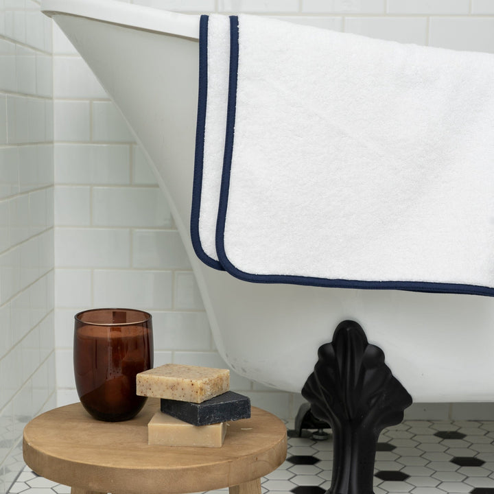 Homebird Textiles Lts. Bath Towel / White / Navy Essential 6-Piece Classic Bath Towel Set