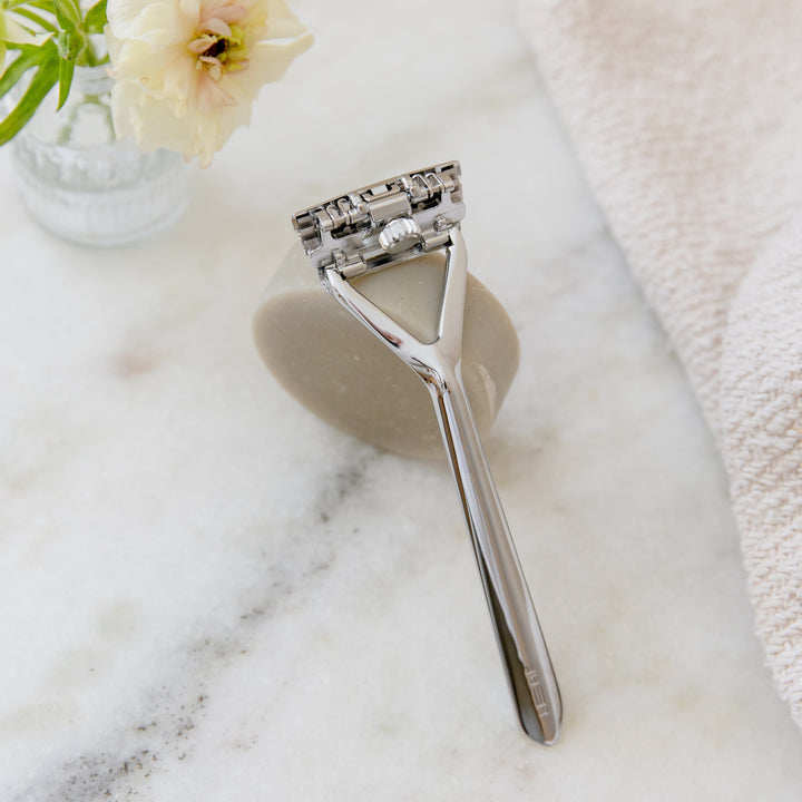 Leaf Shave Chrome Pivoting Head Stainless Steel Razor - Triple-Head Razor
