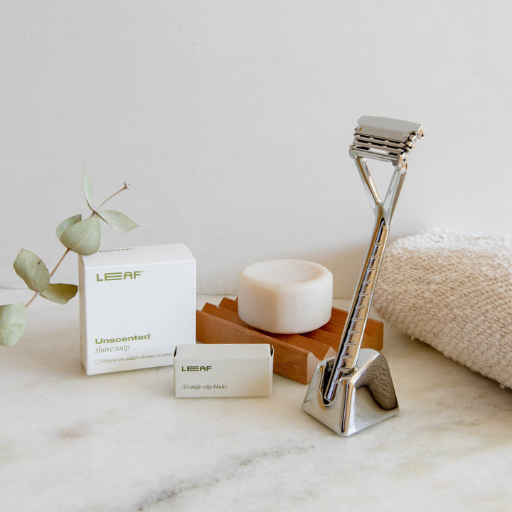 Leaf Shave Pivoting Head Stainless Steel Razor - Triple-Head Razor