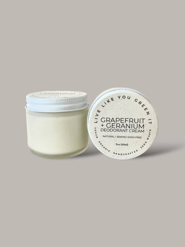 Live Like You Green It Grapefruit & Geranium Deodorant 2oz Natural Deodorant Cream - Vegan Deodorant, Baking Soda Free, Plastic Free, Organic