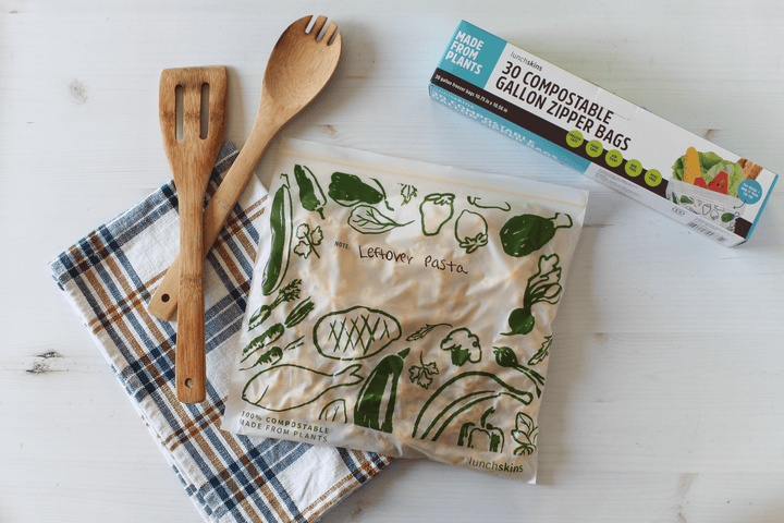 Lunchskins Compostable Gallon Storage Bags – Freezer-Safe Resealable Zip Bags