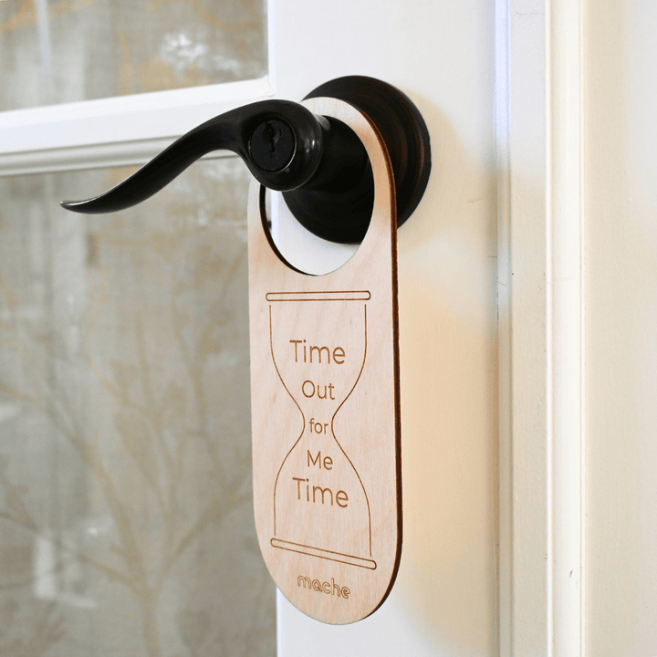 Mache Birch Self Care Sign, Me Time Door Hanger