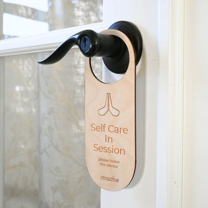 Mache Birch Self Care Sign, Self Care Door Hanger