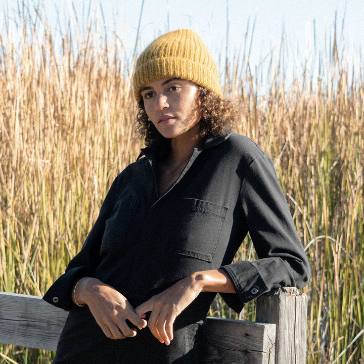 Made by Minga Mustard Solid Alpaca Beanie