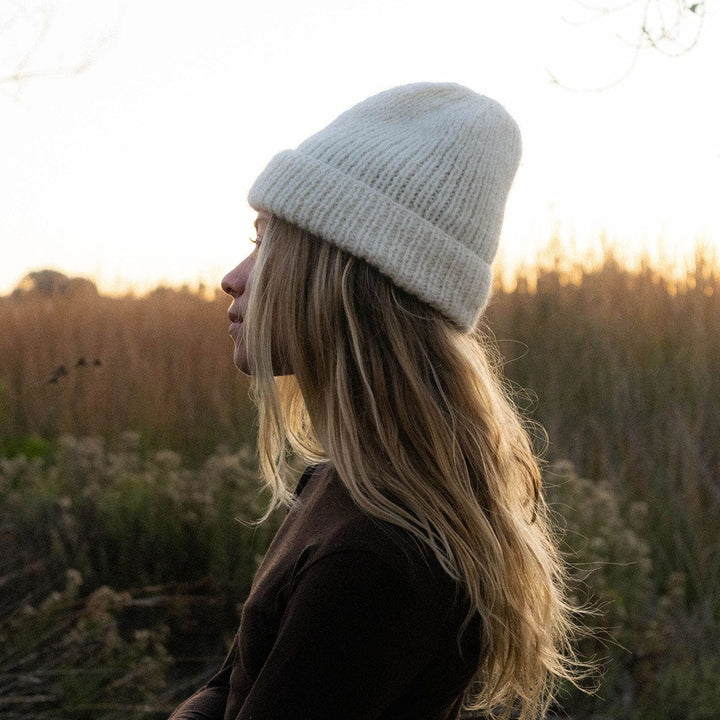Made by Minga Raw White Solid Alpaca Beanie