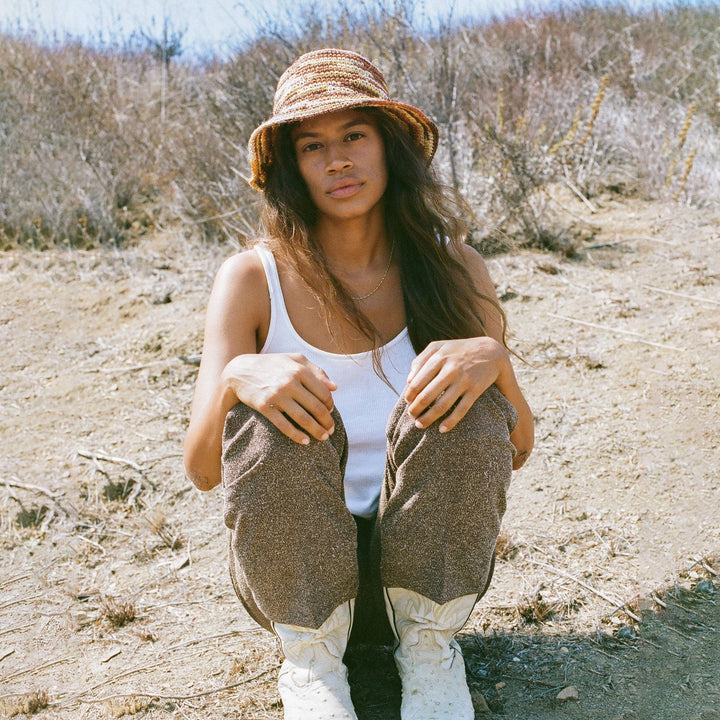 Made by Minga Woven Bucket Hat - Crocheted Multicolor Stripe