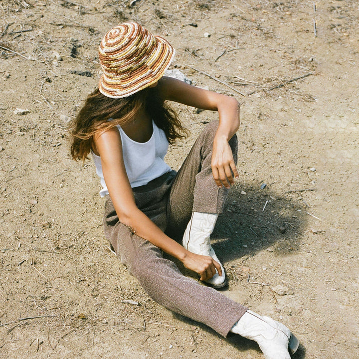 Made by Minga Woven Bucket Hat - Crocheted Multicolor Stripe