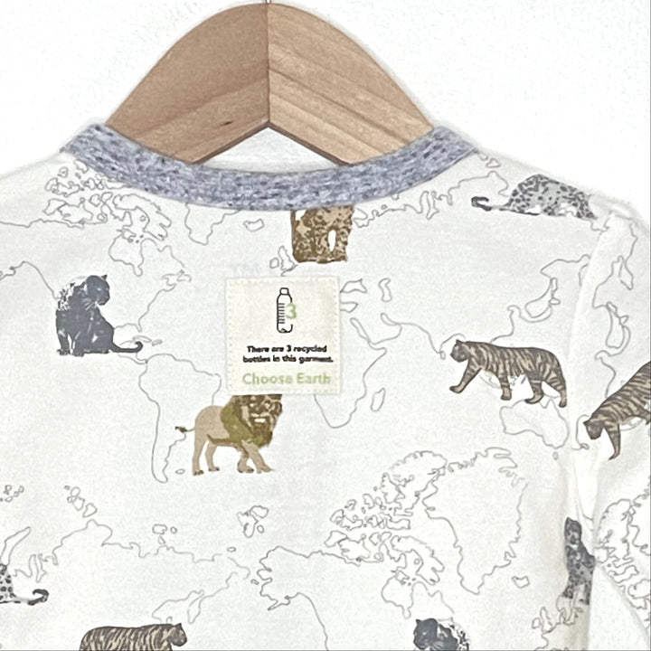 Me O My Earth Big Cats printed footie in sustainable fabric - NEW for Spring 2025