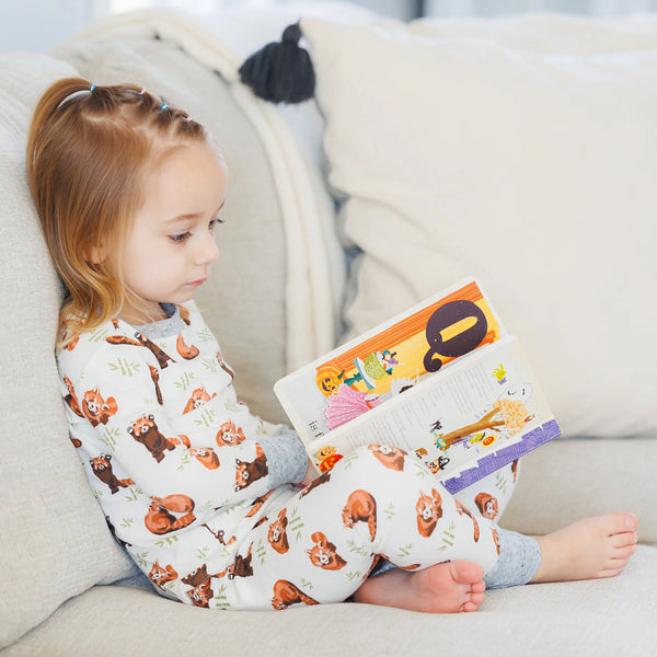 MeOMyEarth 12-18m Red Panda 2-Piece Pajama Set – Eco-Friendly Infant & Toddler Sleepwear