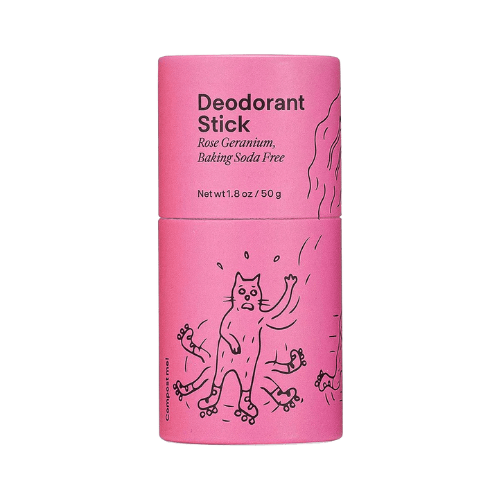 Meow Meow Tweet Rose Geranium Baking Soda Free Zero Waste Deodorant Stick