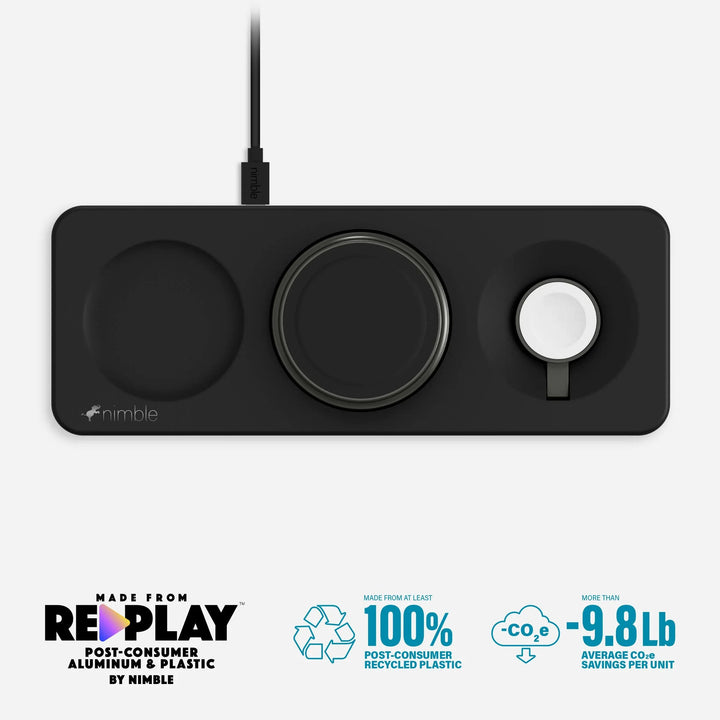 Nimble 3-in-1 Wireless Charger / Black PODIUM 3-in-1 Wireless Charger