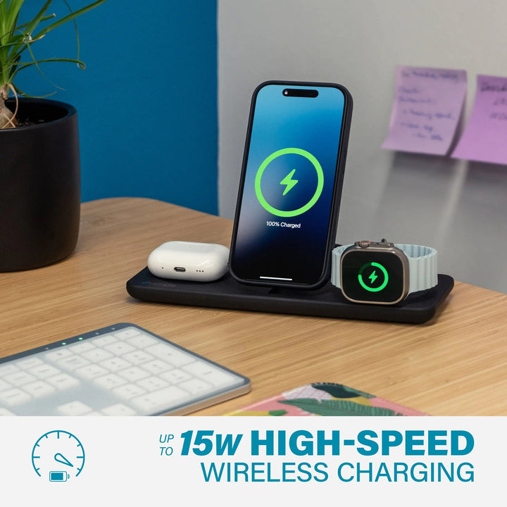 Nimble 3-in-1 Wireless Charger / Black PODIUM 3-in-1 Wireless Charger