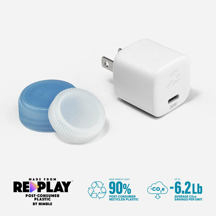 Nimble Polar White WALLY SubNano 30W Wall Charger