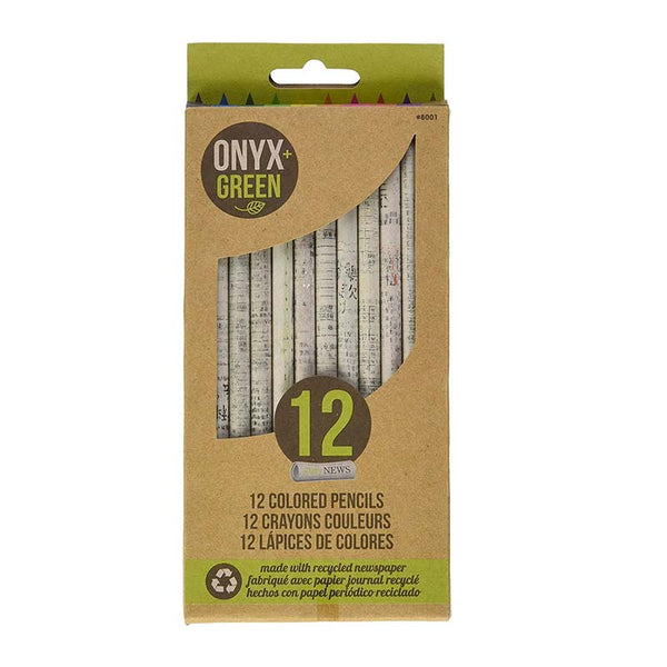 Onyx and Green Recycled Newspaper Colored Pencils - 12pk