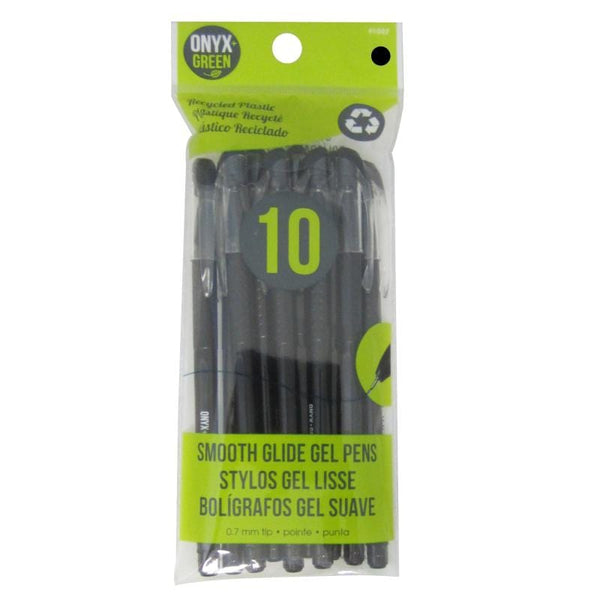 Onyx and Green Recycled Plastic Gel Pen - Black 10pk