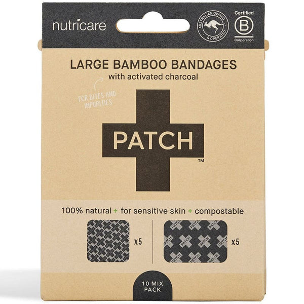 PATCH Large Charcoal Compostable Bamboo Bandages 10ct