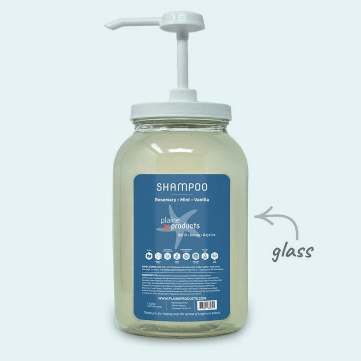 Plaine Products Rosemary Mint Vanilla / 1 gal / Gallon Pump (+$15.00) Refillable Shampoo 16oz, 2.5oz