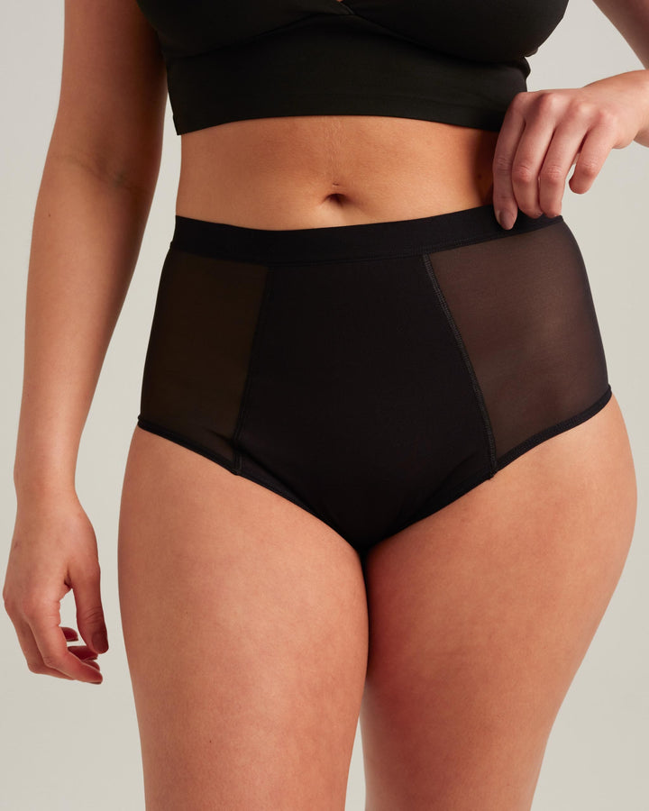 Saalt Heavy / XXS / Volcanic Black Leakproof French Cut High Waist Full Gusset