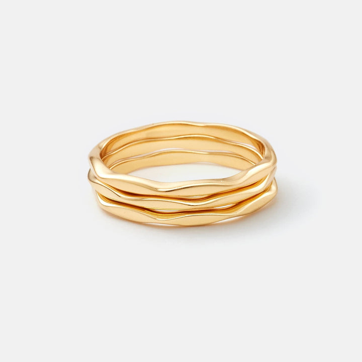 Sara Patino Jewelry Gold Hammered Stacking Rings - Set of 3