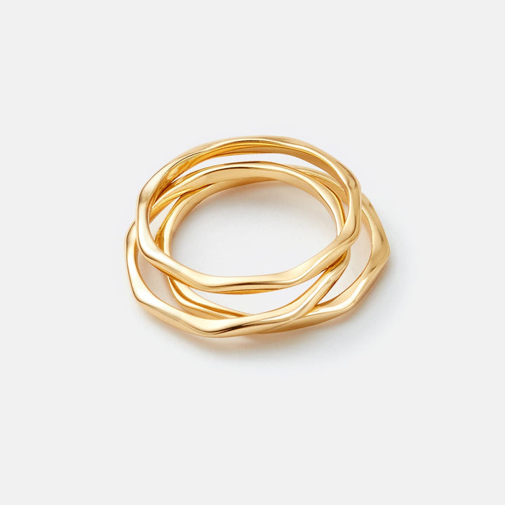 Sara Patino Jewelry Gold Hammered Stacking Rings - Set of 3