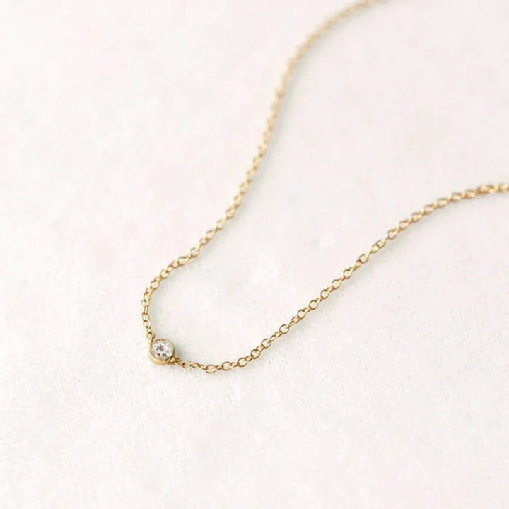 Sara Patino Jewelry Gold Tiny White Topaz Necklace