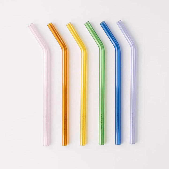 Simply Straws Bent Classic 8" Glass Straw Set - Iridium
