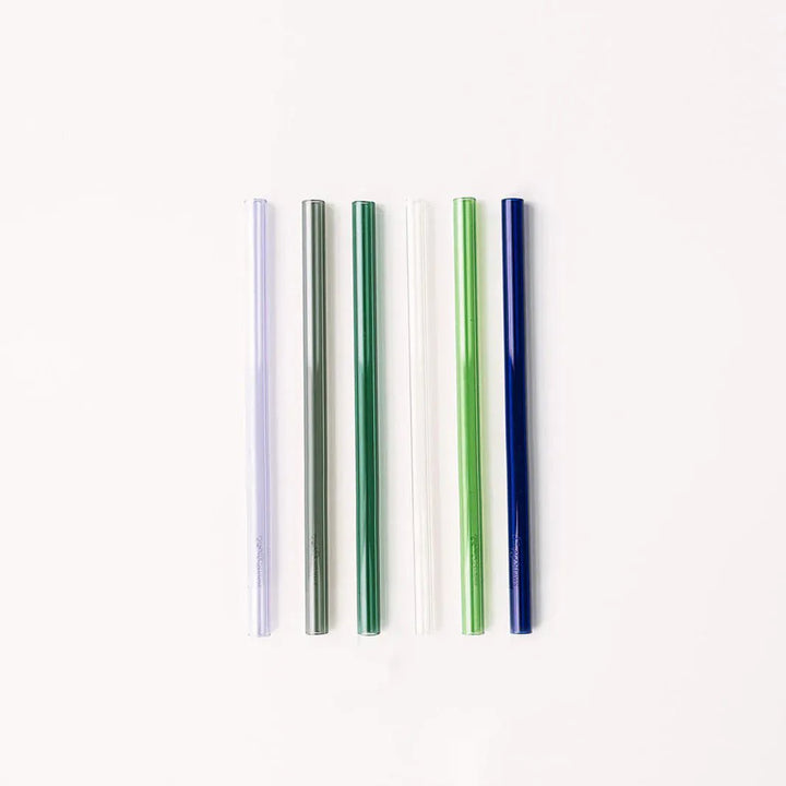 Simply Straws Classic 10" Glass Straw Set - Seaglass