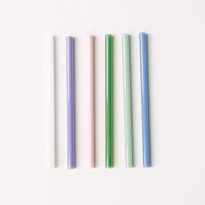 Simply Straws Classic 6" Glass Straw Set - Cote d'Azur