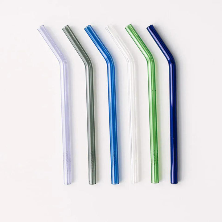 Simply Straws Classic 6" Glass Straw Set - Seaglass