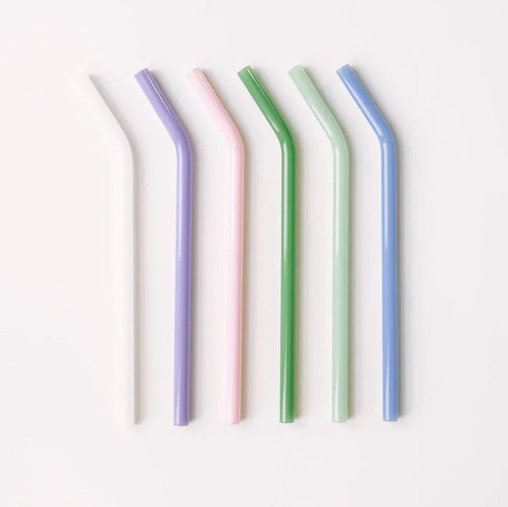 Simply Straws Classic 8" Glass Straw Set - Cote d'Azur